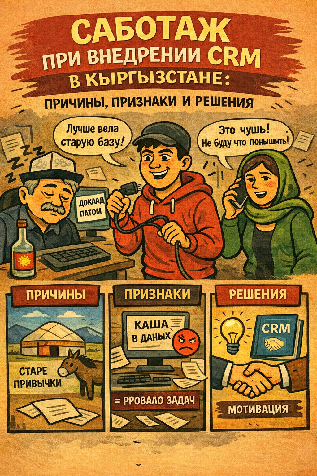 Саботаж при внедрении CRM в Кыргызстане: причины, признаки и решения