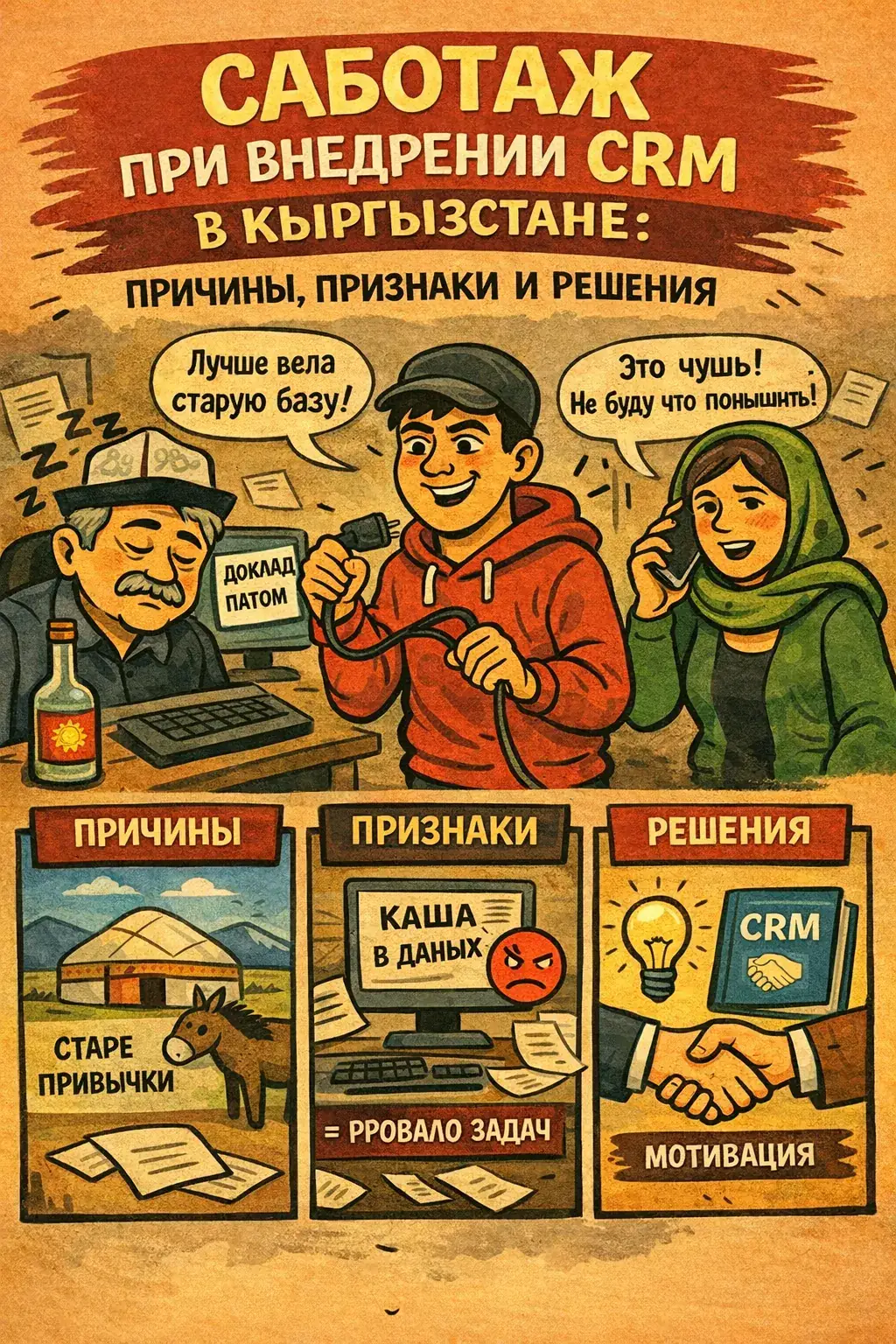Саботаж при внедрении CRM в Кыргызстане: причины, признаки и решения