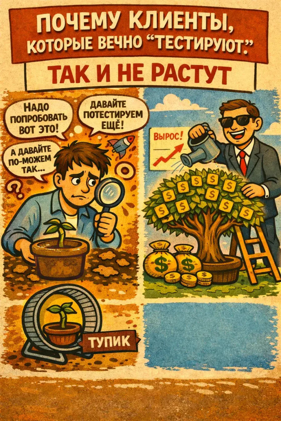 Почему клиенты, которые вечно “тестируют”, так и не растут