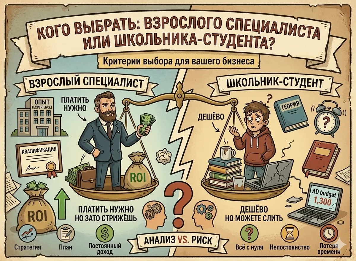 Кого выбрать: взрослого специалиста или школьника-студента?